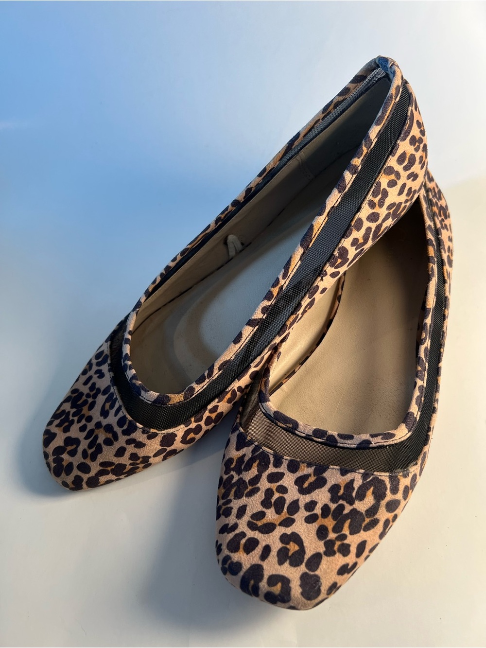 Leopard Print Ballet Flats in Tan & Black - Women's Slip-On Size 11